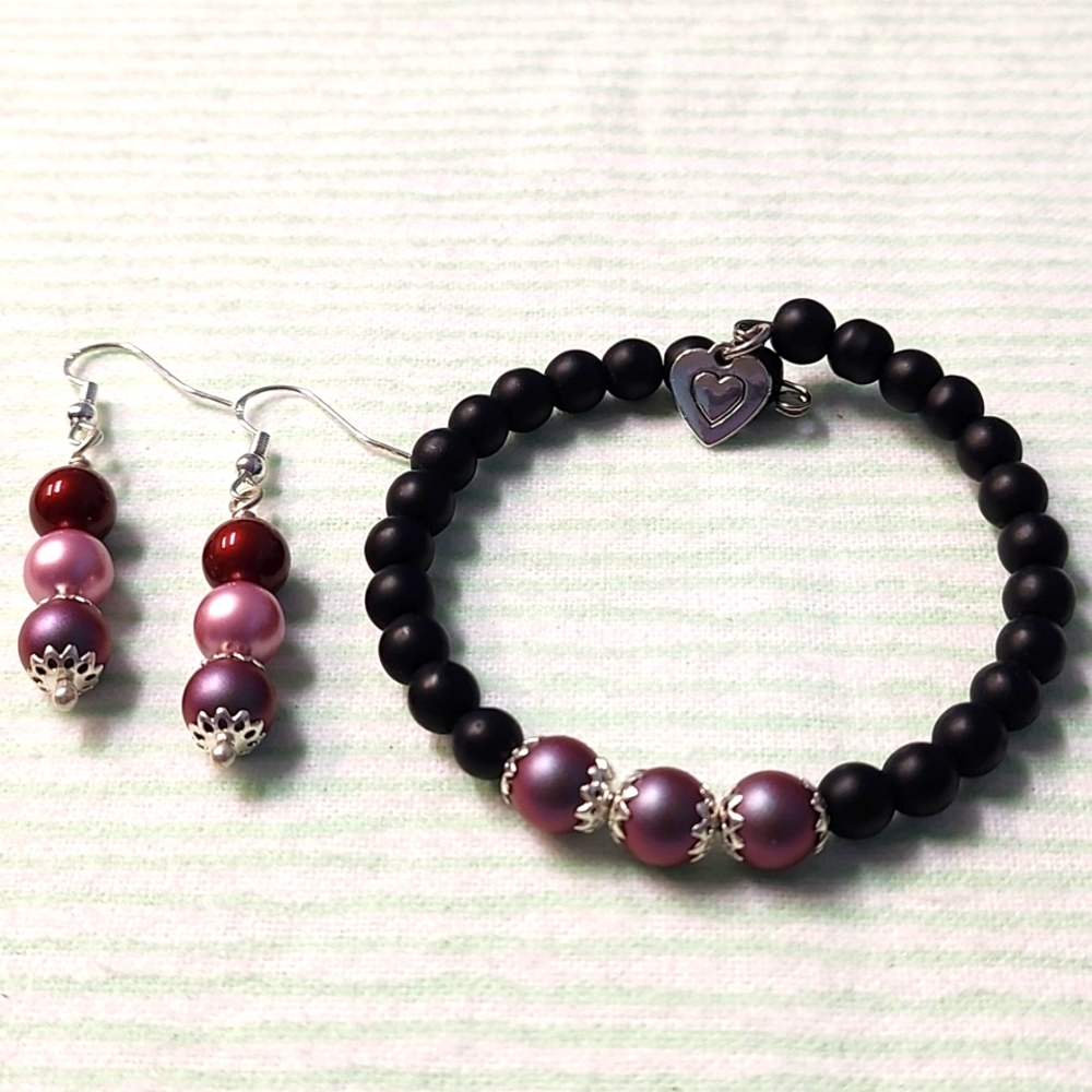 Set! Sterling Silver & Pearl Earrings Bracelet!